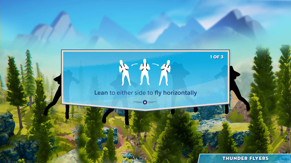 Tutorial screen instructing players to lean side to side to fly horizontally